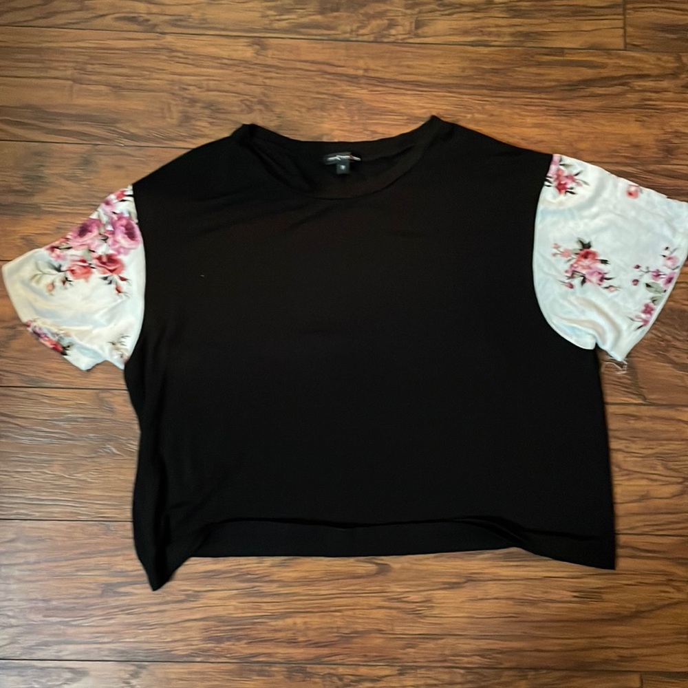 Black and floral crop top